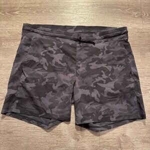 Tuff Athletics Shorts Adult Large Gray Camo Athletic Drawstring Lightweight 6"